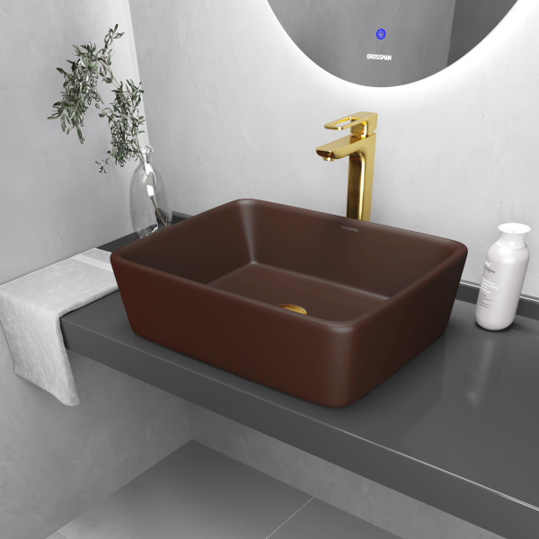 Раковина накладная (48х37) Grossman Color GR-3016BRM, коричневый